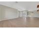 Open living area with modern wood flooring, neutral paint, recessed lights, and outdoor views at 2039 Colvin Run Dr, Henderson, NV 89052