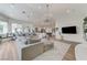 Open-concept living area featuring a spacious seating area, dining space, and hardwood floors at 2345 Villandry Ct, Henderson, NV 89074