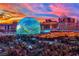 Panoramic cityscape showcasing the Sphere and other iconic buildings under a gorgeous sunset at 360 E Desert Inn Rd # 1803, Las Vegas, NV 89109