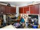 Garage features overhead cabinets for storage and ample space for projects and organization at 3954 Crystal Trip Ct, Las Vegas, NV 89129