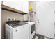Well-equipped laundry room with modern washer, dryer, and ample storage space at 417 Honeybrush Ave, Henderson, NV 89011