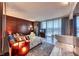 Comfortable main bedroom with city views, a soaking tub, and luxurious bedding at 4381 W Flamingo Rd # 901, Las Vegas, NV 89103