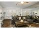 Spacious living room with a comfortable sofa, hardwood floors, and bright windows at 499 Eagle Vista Dr, Henderson, NV 89012