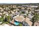 Overhead view of a neighborhood showing homes with swimming pools and desert landscaping at 8428 Apple Hill Ct, Las Vegas, NV 89128