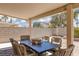 Covered back patio with a dining set perfect for outdoor entertaining at 9029 Tumblewood Ave, Las Vegas, NV 89143