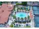 Aerial view of the community pool, tennis courts, and lush landscaping at 2747 Paradise Rd # 2305, Las Vegas, NV 89109
