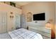 Bedroom with unique ceiling, storage, and ensuite bath providing convenient living at 2808 Cygnus St, Las Vegas, NV 89117