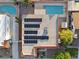 Aerial view of home showcasing solar panels, a sparkling pool, and well-maintained landscaping at 3625 Barcelona St, Las Vegas, NV 89121