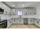 Modern kitchen featuring white cabinets, stainless steel appliances and a tiled backsplash at 3986 Belleville Ave, Las Vegas, NV 89121