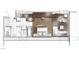 Detailed floor plan displaying the layout of a studio suite with a bathroom, kitchenette, bedroom, and living area at 4381 W Flamingo Rd # 2220, Las Vegas, NV 89103