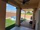 Backyard featuring a covered patio and a round swimming pool, perfect for relaxation at 4780 Lorenzo Way, Pahrump, NV 89061