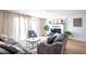 Inviting living room featuring large windows, a stylish fireplace, and comfortable seating at 6301 Garwood Ave, Las Vegas, NV 89107
