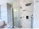 Luxurious bathroom showcasing a glass-enclosed shower with modern fixtures at 8125 Rio De Janeiro Dr, Las Vegas, NV 89128
