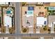 Overhead view of home highlighting backyard pool, sport court, landscaping, and a three car drive with pavers at 7998 W Ford Ave, Las Vegas, NV 89113