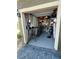 Compact garage featuring ample storage space and an epoxy floor for easy maintenance at 977 Majestic Vw, Mesquite, NV 89034