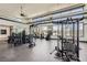 Modern gym complete with exercise equipment, large windows and ceiling fans at 12438 Heritage Bend Dr, Las Vegas, NV 89138
