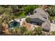 Aerial view of the property highlighting the backyard, pool and patio at 2222 Lucerne Ct, Henderson, NV 89014