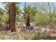Backyard seating area with mature landscaping providing shade and privacy at 2222 Lucerne Ct, Henderson, NV 89014