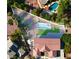 An aerial view showcasing a home with a luxurious pool and outdoor entertainment area at 276 Glenridding St, Las Vegas, NV 89183