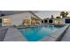 A pristine blue pool surrounded by modern landscaping and a stylish home exterior with lounge chairs at 3630 Tobias Ln, Las Vegas, NV 89120