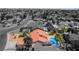 Overhead view of a single story home with a private pool in a quiet neighborhood at 8000 Vista Twilight Dr, Las Vegas, NV 89123
