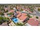 Aerial view of a single Gathering home with a pool and desert landscaping at 8000 Vista Twilight Dr, Las Vegas, NV 89123