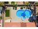 Aerial shot of backyard with private pool, spa, desert landscaping, and ample patio space at 8000 Vista Twilight Dr, Las Vegas, NV 89123