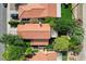 An aerial view of a home with mature landscaping, a manicured yard, and a cozy outdoor sitting area at 2412 Muirfield Ave, Henderson, NV 89074