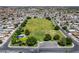 Aerial image shows a park area surrounded by a neighborhood at 2432 Spanish Ct, Las Vegas, NV 89108