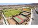 Aerial view of well-maintained tennis courts and grassy fields within the community recreation area at 2896 Grande Arch St, Henderson, NV 89044