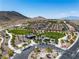An aerial view of Trigono Hills Park with Gathering-friendly amenities surrounded by a beautiful neighborhood at 4016 Owlshead Mountain St, Las Vegas, NV 89129
