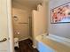 Clean bathroom featuring a soaking tub and a glass door shower at 5750 E Hacienda Ave # 107, Las Vegas, NV 89122