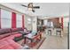 Open concept: living room, kitchen, and breakfast bar with great natural lighting throughout the home at 9118 Mount Wilson St, Las Vegas, NV 89113