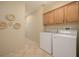 Functional laundry room with updated appliances and cabinet storage at 1441 Palm Dr, Laughlin, NV 89029