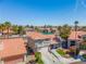 Aerial view showcasing a home with a tile roof, and landscaped front yard at 2080 Silver Breeze Ave, Las Vegas, NV 89183