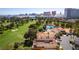 Aerial view of a home that backs up to a lush golf course at 2845 Queens Courtyard Dr, Las Vegas, NV 89109