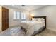 Bedroom with neutral walls and flooring, bright white trim, and a fluffy area rug at 2845 Queens Courtyard Dr, Las Vegas, NV 89109