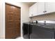 Functional laundry room with modern appliances and storage cabinets at 2845 Queens Courtyard Dr, Las Vegas, NV 89109