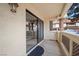Balcony area with stucco walls and unique decorative columns with views to the outside at 2995 E Sunset Rd # 134, Las Vegas, NV 89120
