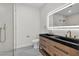 Modern bathroom featuring a double sink vanity and glass enclosed shower at 3647 Ottawa Cir, Las Vegas, NV 89169