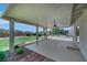 Covered patio with ceiling fan overlooking a landscaped backyard at 415 Emerald Cir, Henderson, NV 89002
