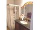 Bathroom featuring a stand up shower, and a granite vanity at 508 Tara Ct, Boulder City, NV 89005