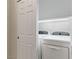 Washer and dryer are tucked in a closet behind a white door at 589 Via Paladini, Henderson, NV 89011