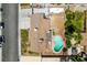 Aerial view of the backyard with a pool and patio at 6710 Rocking Horse Ave, Las Vegas, NV 89108
