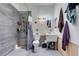 Bathroom featuring walk in shower, tile and sink at 6710 Rocking Horse Ave, Las Vegas, NV 89108