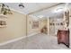 Bathroom with custom vanity, tiled shower with glass door, and tiled flooring at 2131 Diamond Bar Dr, Las Vegas, NV 89117