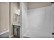 Clean bathroom with white tile shower at 2194 Pigeon Hawk St, Las Vegas, NV 89138