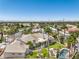 Expansive aerial view of a luxurious home featuring a sparkling pool, lush landscaping, and a serene residential neighborhood at 2201 Country Cottage Ct, Las Vegas, NV 89117