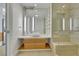 Bathroom featuring a sleek vanity, vessel sink, and frameless glass shower at 3726 Las Vegas Blvd # 1809, Las Vegas, NV 89158