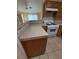 Cozy kitchen features tile floors, tile countertops, modern backsplash and white appliances at 4113 Arcola Ave, Las Vegas, NV 89110
